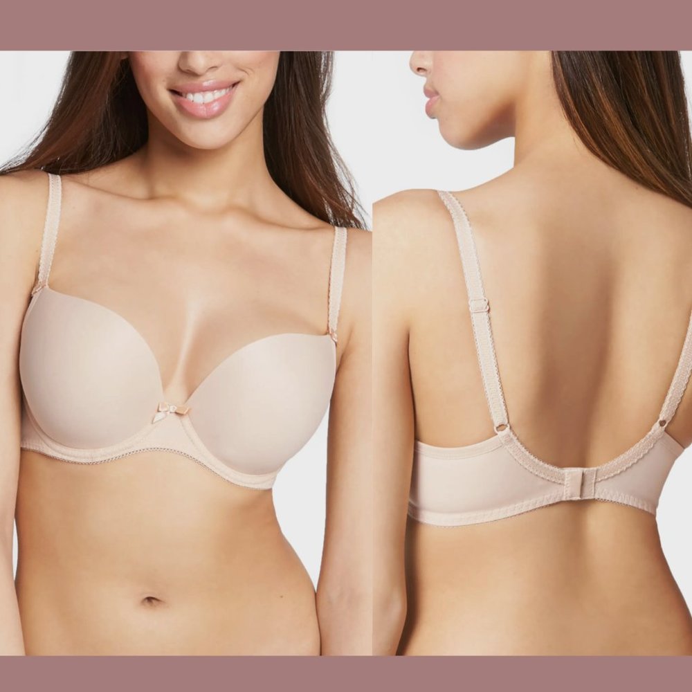 NWT $60 Freya [ 32C US ] Deco Underwire‎ Plunge Bra in Nude